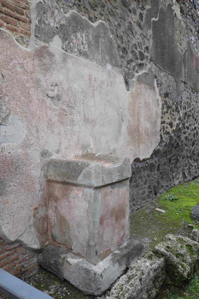 Street altar on west side wall of I.11.1. December 2018. Photo courtesy of Aude Durand.