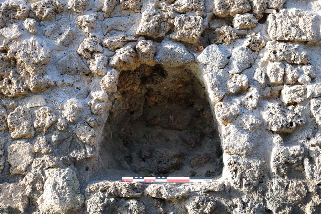 Street altar at I.14.4, Pompeii. December 2018. Detail of niche. Photo courtesy of Aude Durand.