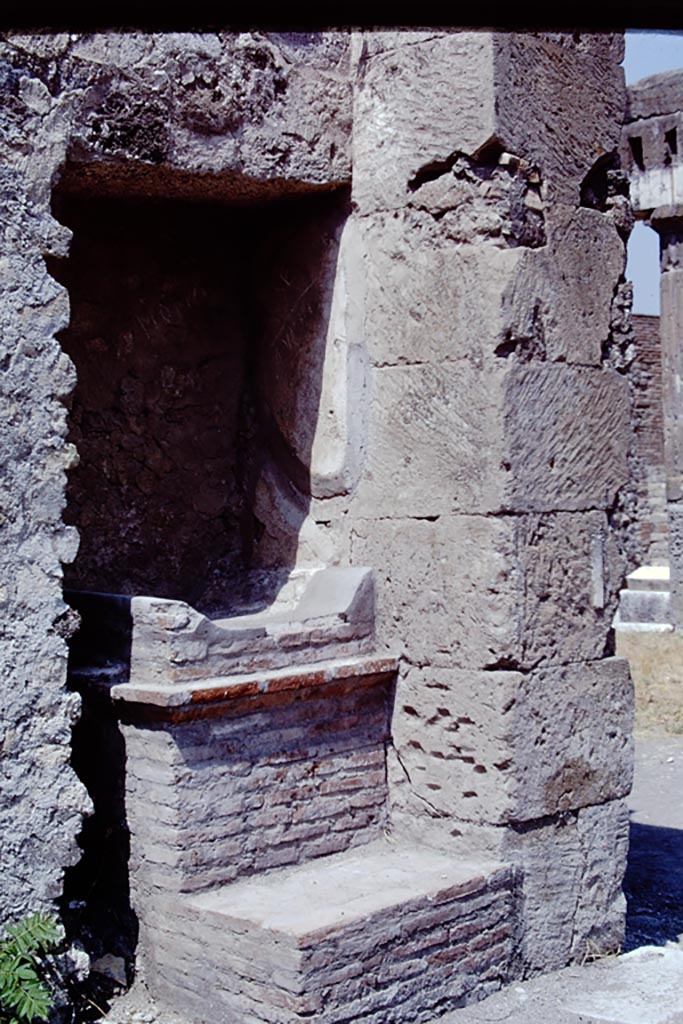Outside VIII.2.11 Pompeii. 1968.
Street altar on west side of Via delle Scuole. Photo by Stanley A. Jashemski.
Source: The Wilhelmina and Stanley A. Jashemski archive in the University of Maryland Library, Special Collections (See collection page) and made available under the Creative Commons Attribution-Non-Commercial License v.4. See Licence and use details.
J68f1190
