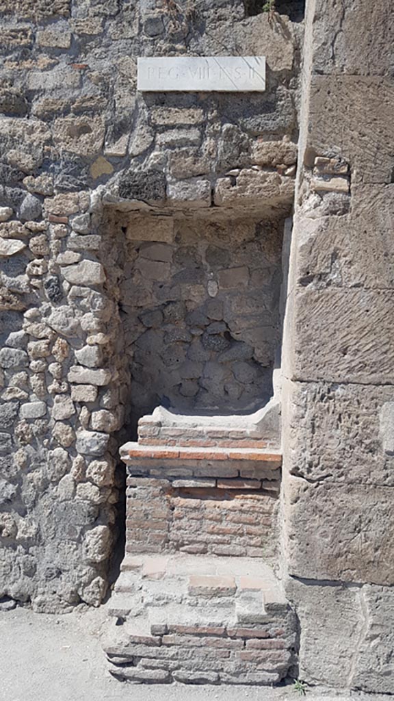 Outside VIII.2.11 Pompeii. August 2023.
Street altar. Photo courtesy of Maribel Velasco.