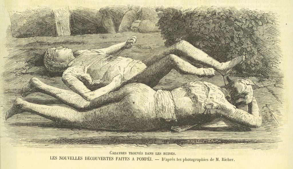 Victims 9 and 10. Man and woman found in Via Stabiana. Linocut illustration after L’Illustration.
Photo courtesy of Eugene Dwyer.
