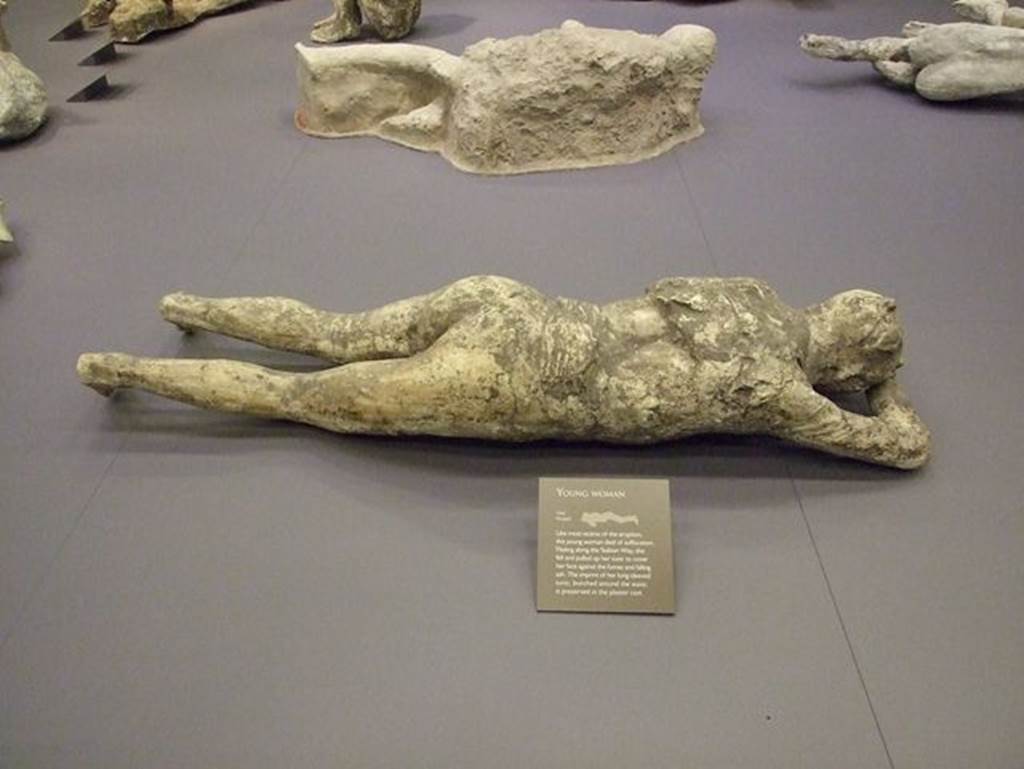 Victim number 10, rear view of young girl from Via Stabiana.
Photographed at “A Day in Pompeii” exhibition at Melbourne Museum. September 2009.