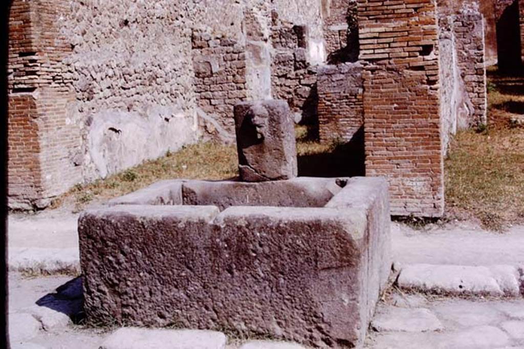 Fountain outside VII.14.13 and VII.14.14 on Via dell’Abbondanza, Pompeii. 1975. Photo by Stanley A. Jashemski.
Source: The Wilhelmina and Stanley A. Jashemski archive in the University of Maryland Library, Special Collections (See collection page) and made available under the Creative Commons Attribution-Non Commercial License v.4. See Licence and use details. J75f0373