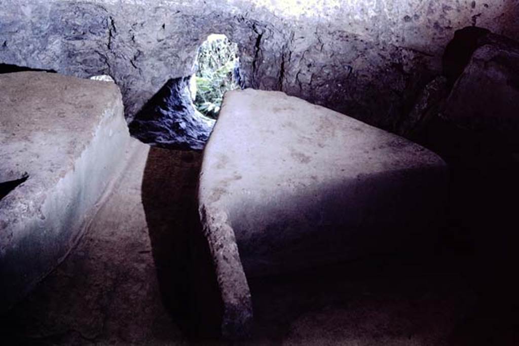 Castellum Aquae Pompeii. 1968. Central water channel and hole for outlet pipe. Photo by Stanley A. Jashemski.
Source: The Wilhelmina and Stanley A. Jashemski archive in the University of Maryland Library, Special Collections (See collection page) and made available under the Creative Commons Attribution-Non Commercial License v.4. See Licence and use details.
J68f1213