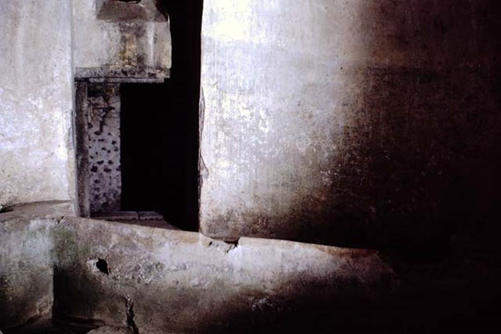 Castellum Aquae Pompeii. 1968. Western outer basin wall “b” and side entrance door with window above. Photo by Stanley A. Jashemski.
Source: The Wilhelmina and Stanley A. Jashemski archive in the University of Maryland Library, Special Collections (See collection page) and made available under the Creative Commons Attribution-Non Commercial License v.4. See Licence and use details.
J68f1210