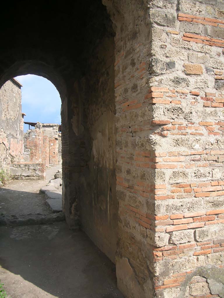 Porta Ercolano or Herculaneum Gate, Pompeii. May 2010.
Looking south along west interior wall on east side of gate. Photo courtesy of Ivo van der Graaff.