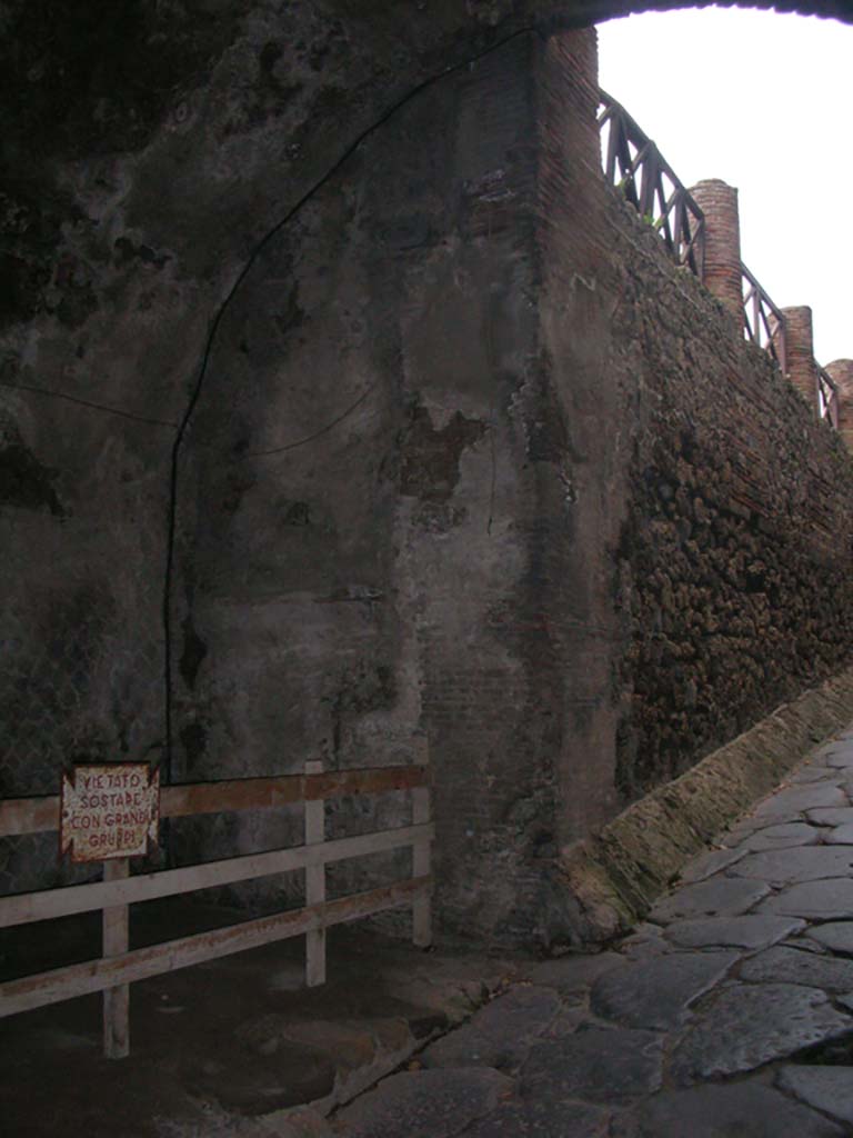 Porta Marina, Pompeii. May 2011.
Looking east along north wall of wider tunnel. Photo courtesy of Ivo van der Graaff.