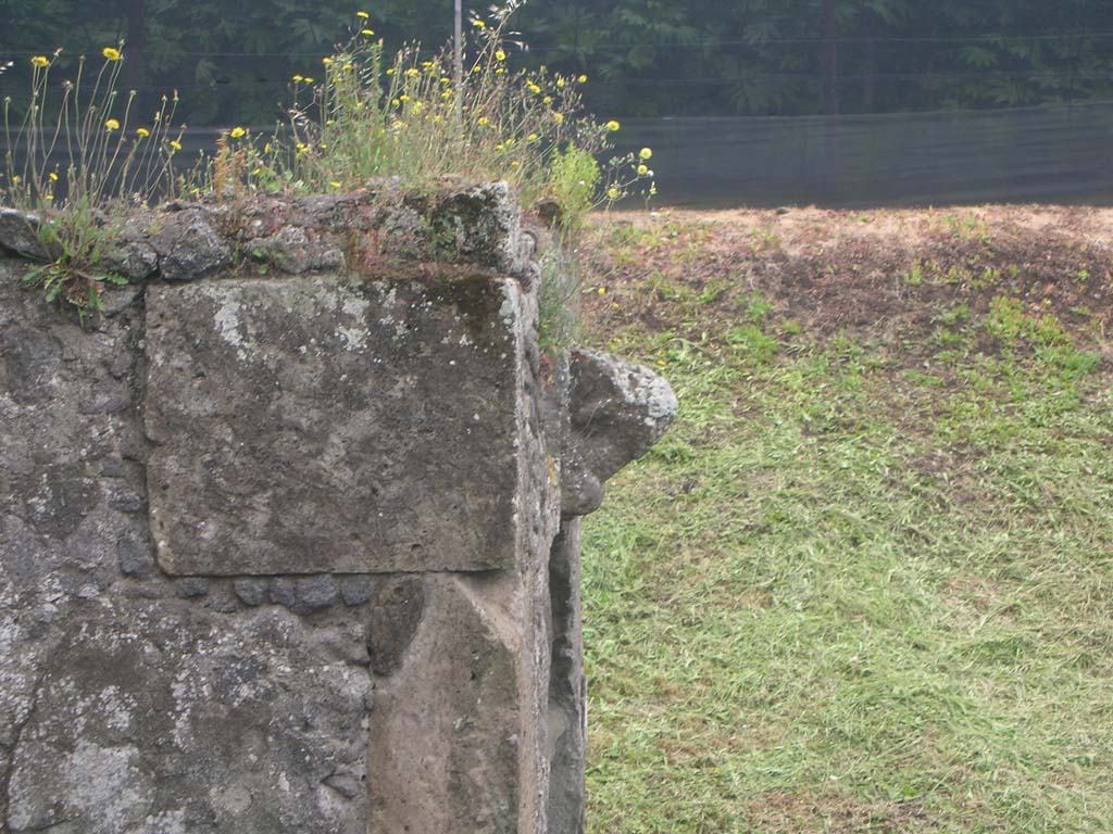 Nola Gate, Pompeii. May 2010.
Looking south towards upper west side of gate, with head of Minerva. Photo courtesy of Ivo van der Graaff.
