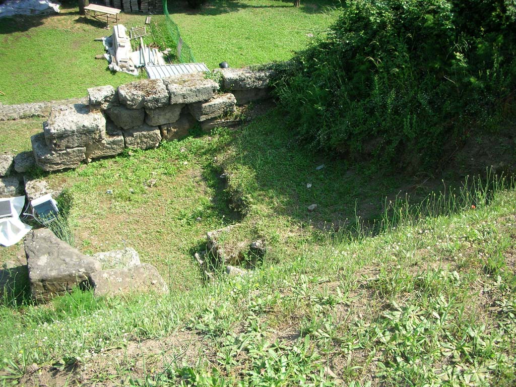 Porta di Nocera or Nuceria Gate, Pompeii. May 2010.
South-west side of gate, looking south-west from agger. Photo courtesy of Ivo van der Graaff.