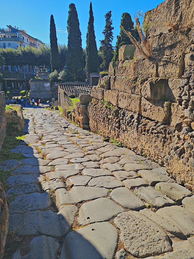 Porta di Nocera or Nuceria Gate, Pompeii. October 2024.
Looking south along west wall of Nocera Gate. Photo courtesy of Giuseppe Ciaramella.