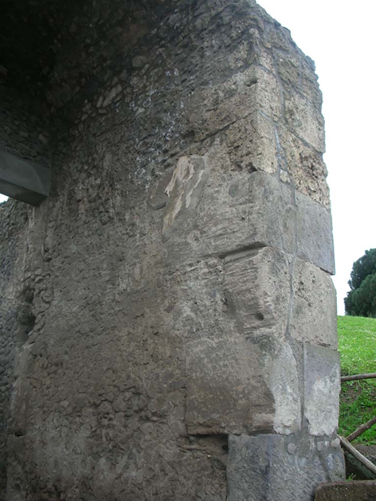 Porta di Nocera or Nuceria Gate, Pompeii. May 2010.
North end of west side of gate. Photo courtesy of Ivo van der Graaff.