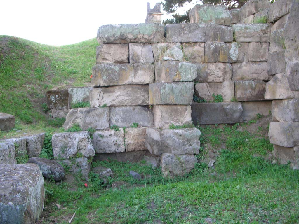 Vesuvian Gate, Pompeii. May 2010. Looking towards west side of tower in upper area. Photo courtesy of Ivo van der Graaff.