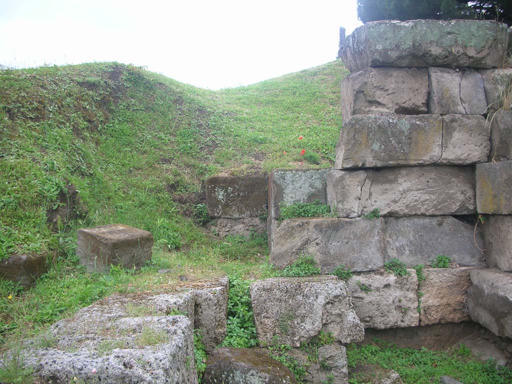 Vesuvian Gate Pompeii. May 2010. South-west corner of upper tower area, looking west. Photo courtesy of Ivo van der Graaff.