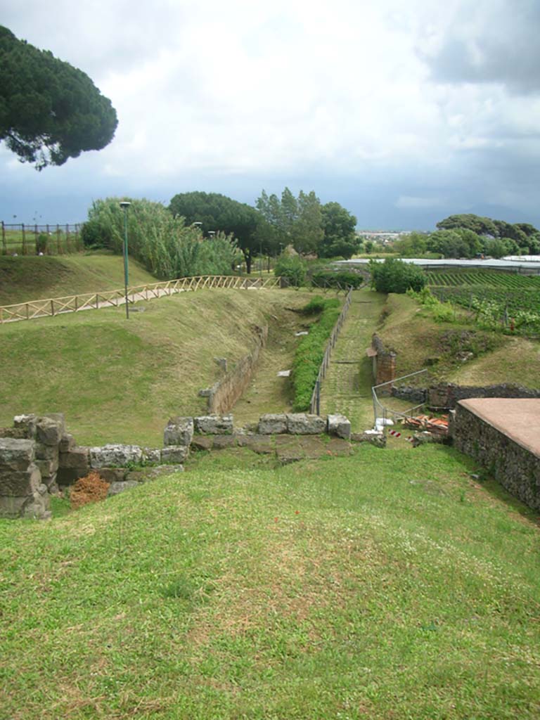 Vesuvian Gate Pompeii. May 2010.
Looking east along City Wall from top of Vesuvian Gate. Photo courtesy of Ivo van der Graaff.