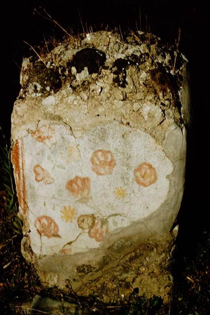 VII.7.2 Pompeii. 1957. Remains of painted masonry altar with flowers, from north-west of peristyle.
Photo by Stanley A. Jashemski.
Source: The Wilhelmina and Stanley A. Jashemski archive in the University of Maryland Library, Special Collections (See collection page) and made available under the Creative Commons Attribution-Non Commercial License v.4. See Licence and use details.
J57f0362