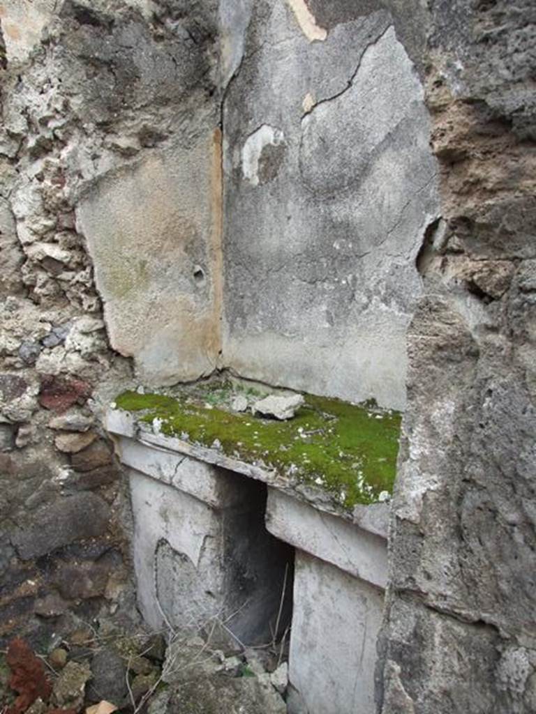 VII.9.47 Pompeii. March 2009.
Room 10, east wall with two massive pilasters of sacellum., which had been painted in black.
