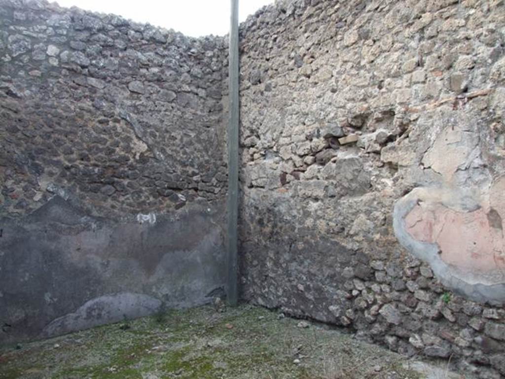 IX.3.15 Pompeii. March 2009. Room 6, north-west corner. The flooring in this room was of cocciopesto. According to PPM, the following painting of Isis-Fortuna was cut from the north wall of this room. See PPM, (p.334)