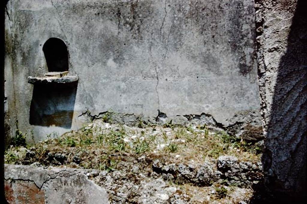 V.4.c Pompeii. 1961. Looking towards east wall of garden K, with niche. Photo by Stanley A. Jashemski.
Source: The Wilhelmina and Stanley A. Jashemski archive in the University of Maryland Library, Special Collections (See collection page) and made available under the Creative Commons Attribution-Non Commercial License v.4. See Licence and use details.
J61f0856