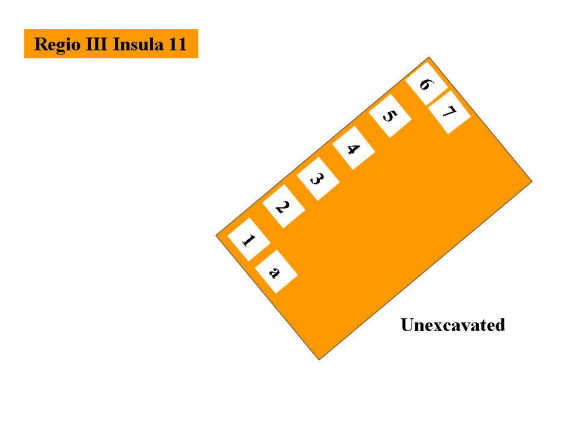 Pompeii Regio III(3) Insula 11. Plan of entrances 1 to 7 and a