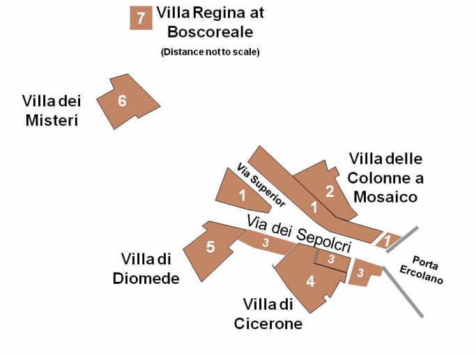 Pompeii Herculaneum Gate. Tombs, villas and the Via dei Sepolcri. Plan Pompeii Herculaneum Gate. Tombs, villas and the Via dei Sepolcri Pompei Porta Ercolano. Tombe, ville e la Via dei Sepolcri Pompeji Herkulaner Tor. Gräber, Villen und die Via dei Sepolcri
