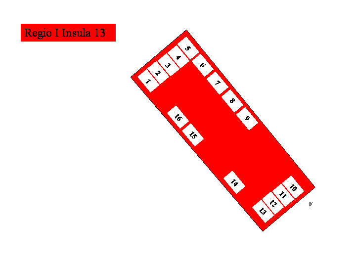 Pompeii Regio I(1) Insula 13 Plan of entrances 1 to 16
