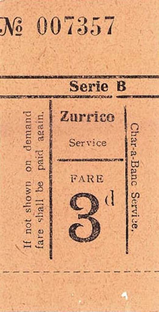 \t.23. Char-a-banc ticket c.1900 found inside an old Pompeii guide book.
The original owner had jotted down notes in the margin of the book outlining what they had seen during their trip to Pompeii. They had also pressed three leaves inside the book.
Photo courtesy of Rick Bauer.
