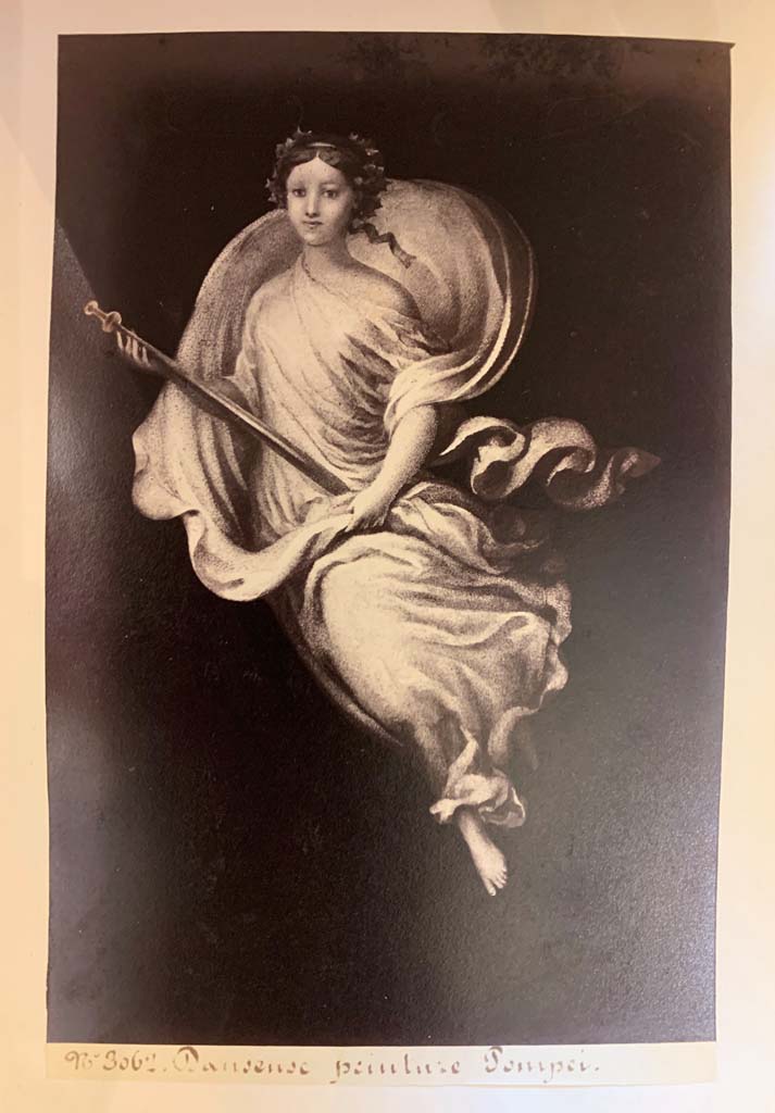 PA.5. Pompeii, painted dancer.
From an album of Michele Amodio dated 1874, entitled “Pompei, destroyed on 23 November 79, discovered in 1745”.
Photo courtesy of Rick Bauer.