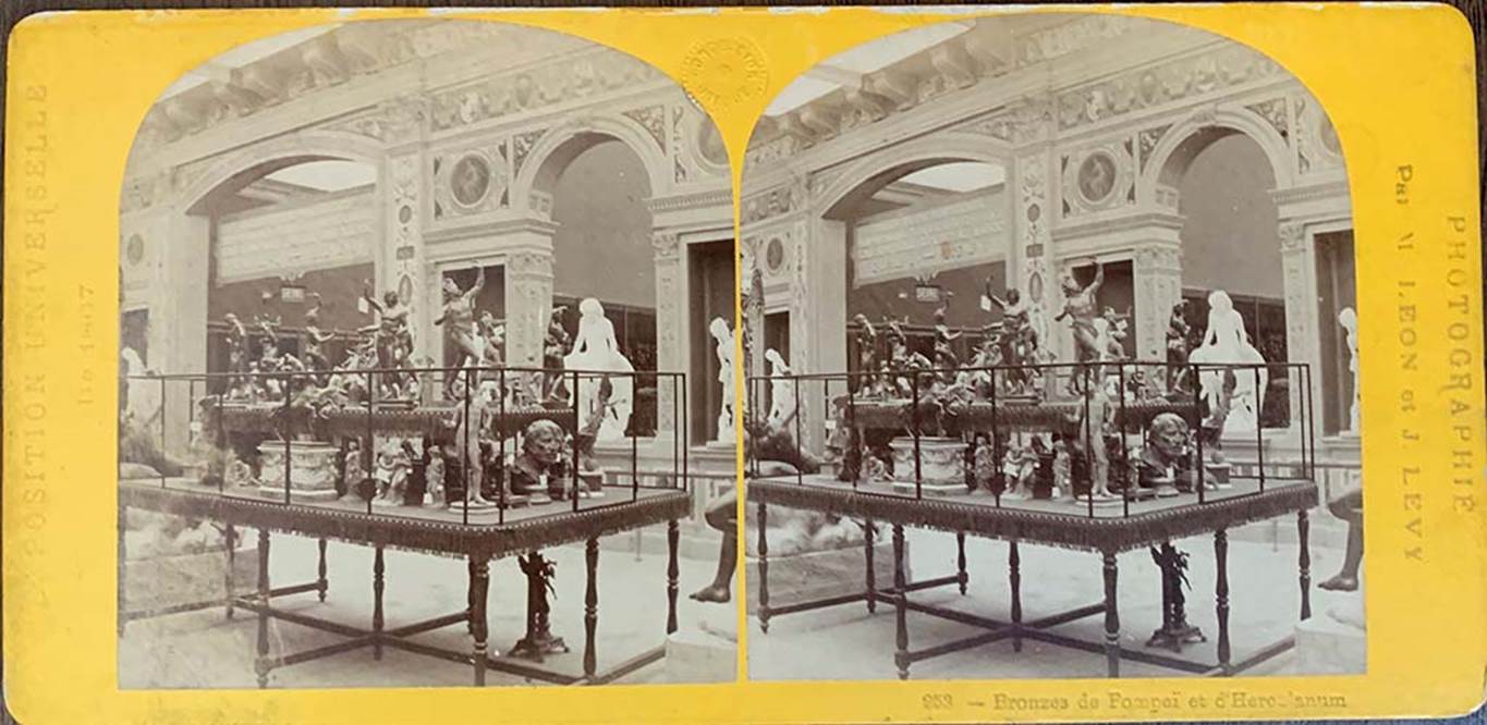 Stereoview 253 by M. Leon and J. Levy. Bronzes de Pompeii et d'Herculanum, Exposition Universelle de 1867, held in Paris between April and October 1867.
Photo courtesy of Rick Bauer.