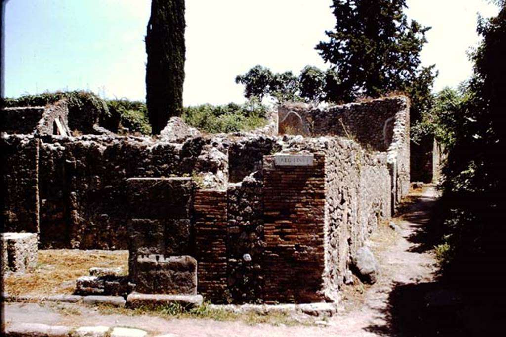 I.1.1 Pompeii. 1966. Looking towards doorway on east side of Via Stabiana, and small vicolo.
Photo by Stanley A. Jashemski.
Source: The Wilhelmina and Stanley A. Jashemski archive in the University of Maryland Library, Special Collections (See collection page) and made available under the Creative Commons Attribution-Non Commercial License v.4. See Licence and use details.
J66f0194