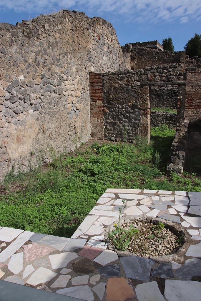 I.2.1 Pompeii. October 2024.
Looking north-east across counter into rear room on north side, with doorway into I.2.31.
Photo courtesy of Klaus Heese.