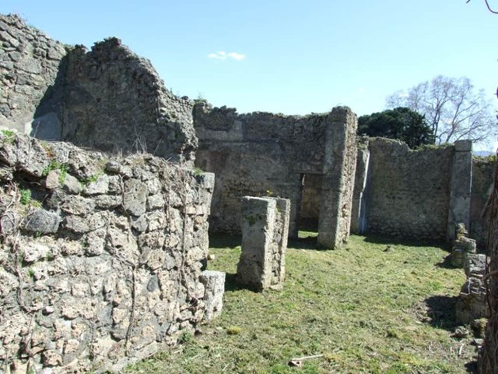 I.2.16 Pompeii. March 2009. Room 1. Looking south along East Portico, with doorways to Rooms 3, 4 and 5.