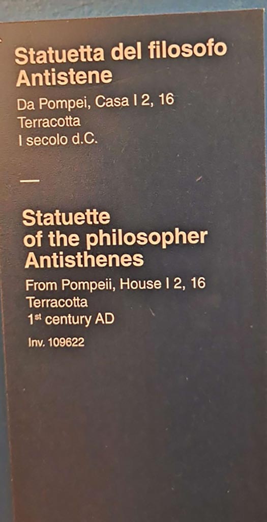I.2.16 Pompeii. October 2023.
Description card. Photo courtesy of Giuseppe Ciaramella.