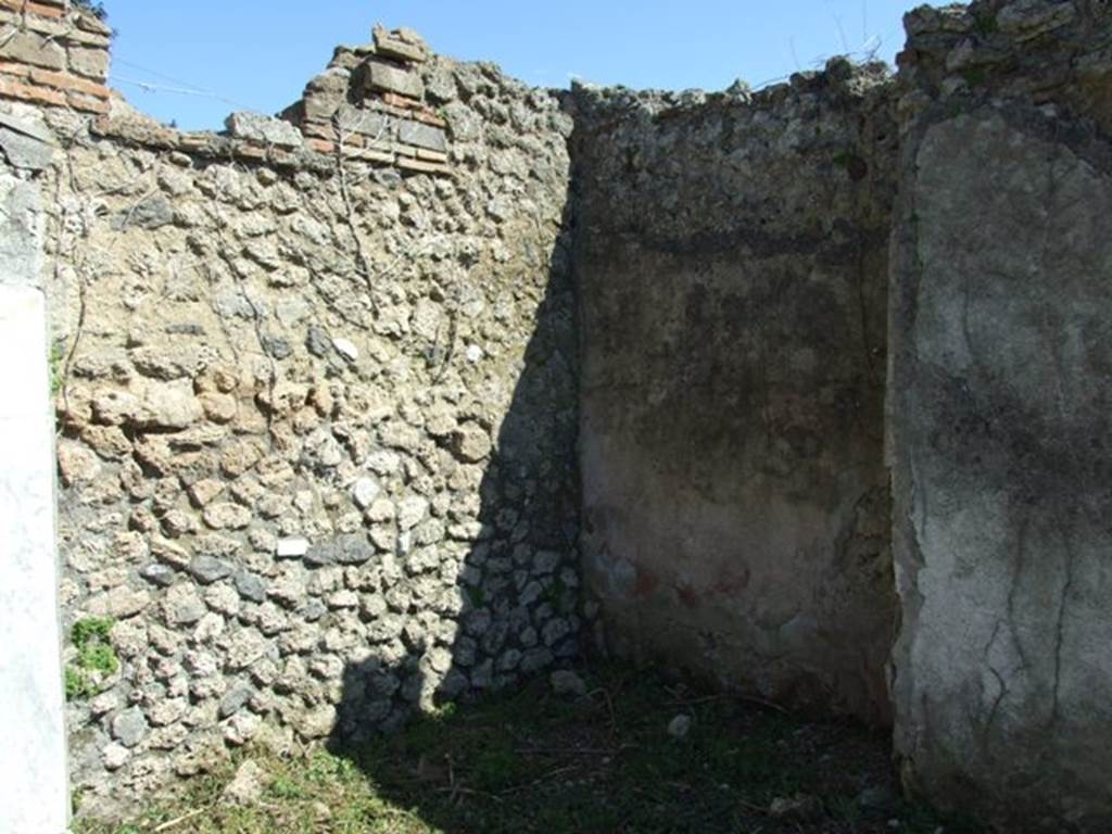 I.2.17 Pompeii. March 2009. Room 13, south-east corner. The east and south walls of the garden were decorated with garden paintings, no longer visible