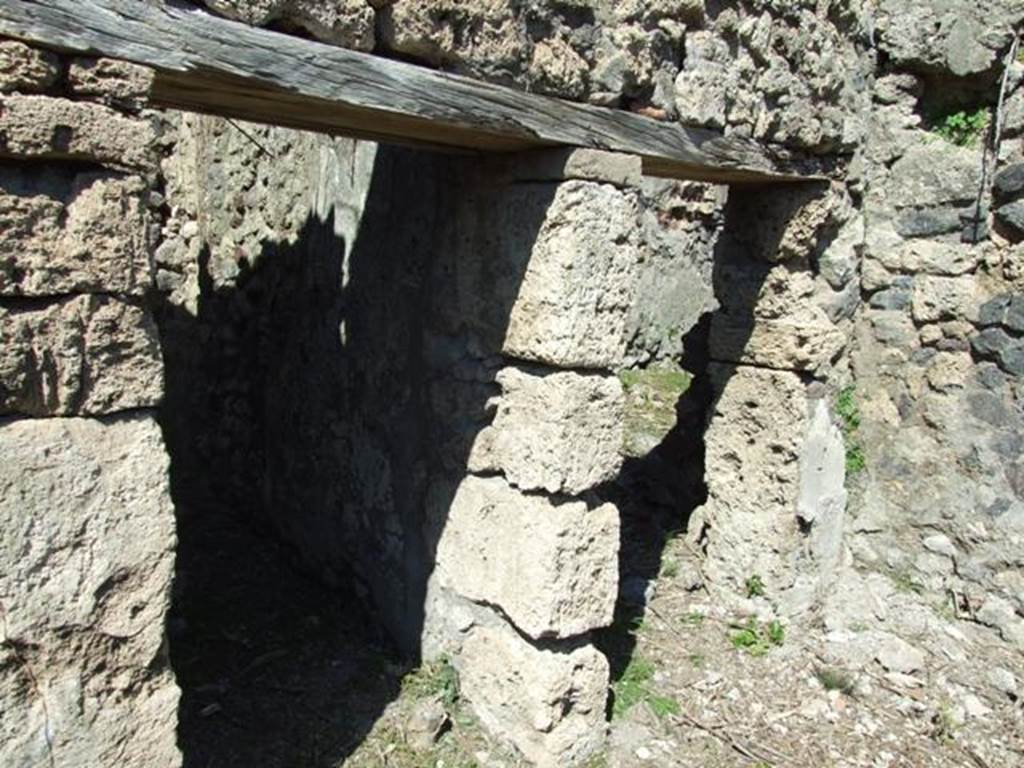 I.2.17 Pompeii. March 2009. North-east corner of atrium. Two doorways, room 2 – small room, and room 3- corridor to cupboard & kitchen room with stairs to upper floor.