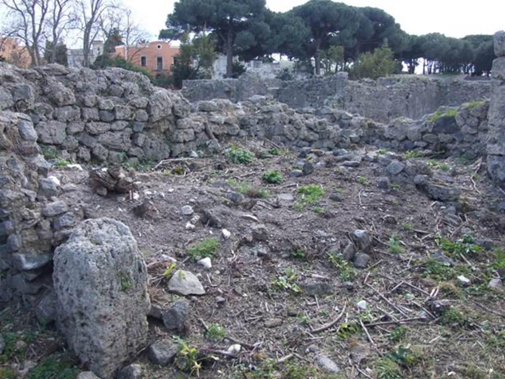 I.2.20 Pompeii. March 2009. Site of staircase to upper floor, and two small rear rooms in south west corner of garden area.