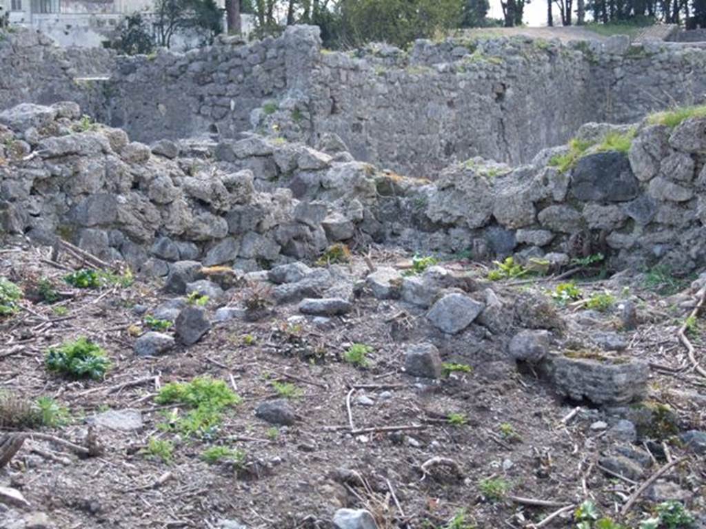 I.2.20 Pompeii. March 2009. Site of remains of wall dividing two rear rooms (across centre of picture).