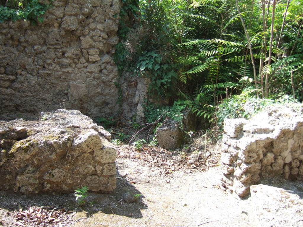 I.2.21 Pompeii. September 2005. Entrance, with counter on the left, and remains of hearth, on the right.