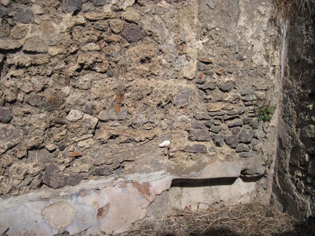 I.3.3 Pompeii. September 2010. North wall of second triclinium showing recess detail in north-east corner. Photo courtesy of Drew Baker.