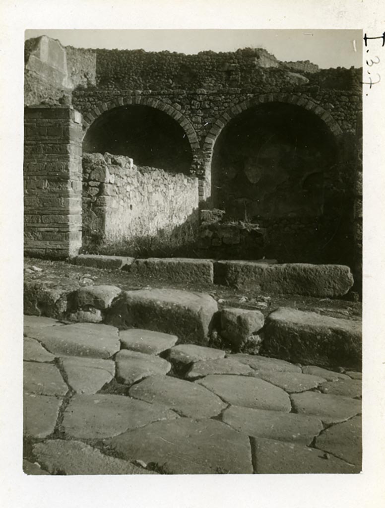 I.3.5 Pompeii, on right, I.3.6 on left, but shown as I.3.7 on photo. Pre-1937-39.
Looking east towards entrance doorway from across the Via Stabiana.
Photo courtesy of American Academy in Rome, Photographic Archive. Warsher collection no. 1530.