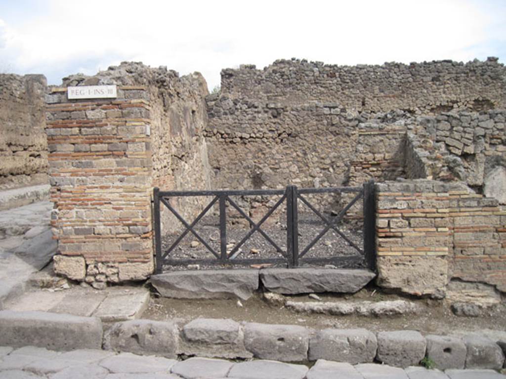 I.3.12 Pompeii. September 2010. Looking east towards entrance doorway from Via Stabiana. Photo courtesy of Drew Baker.