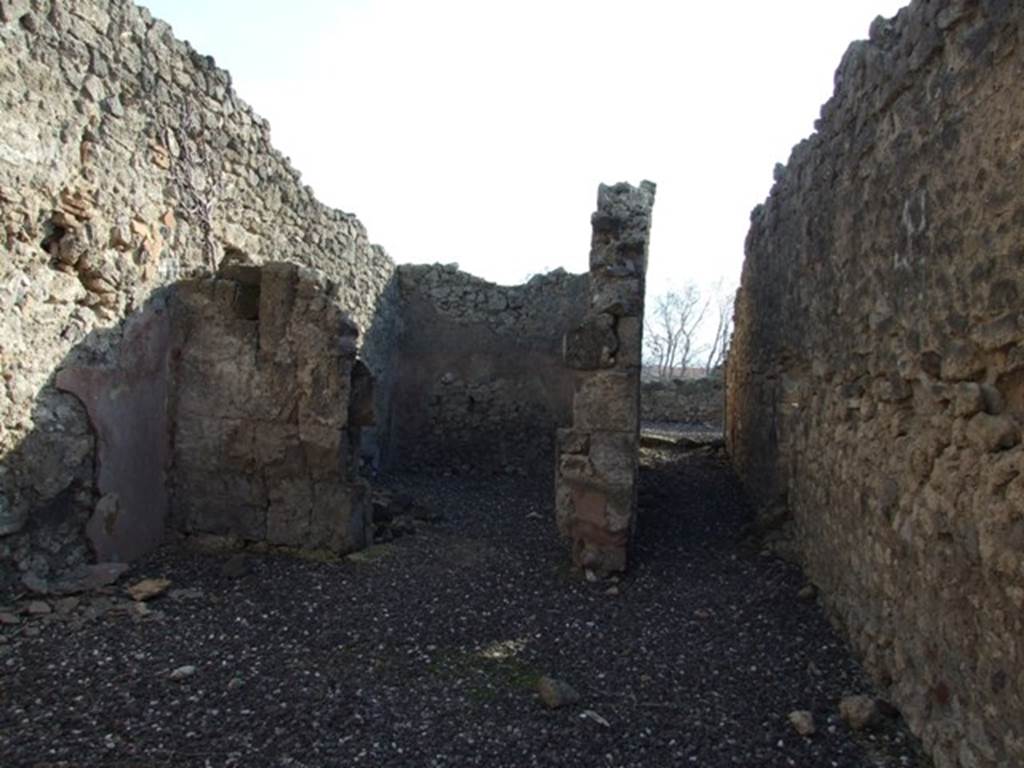 I.3.14 Pompeii. December 2007. Rear room on east side of shop and corridor to narrow area behind, which is shared with I.3.13.