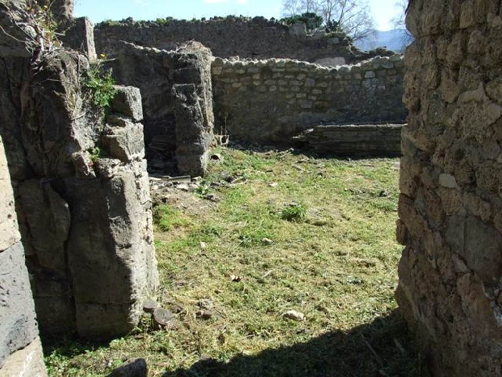 I.3.29 Pompeii. March 2009. Looking south into Room 1, Atrium, from the end of small room leading from Stairs to upper floor. Room 3 entrance on the left hand side.