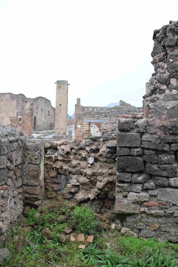 I.4.12 Pompeii. December 2018.
Remains of bricked-up doorway or recess in north-west corner of room on west side of oven. Photo courtesy of Aude Durand.