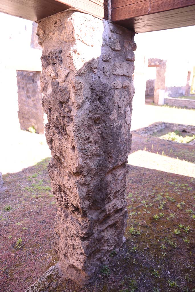 I.4.25/I.4.5 Pompeii. October 2019.
Small room 5, pilaster in north-east corner between two doorways.
Foto Tobias Busen, ERC Grant 681269 DÉCOR.