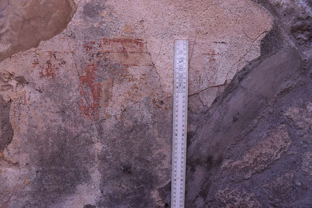I.4.25 Pompeii. October 2019. Room 36, detail from north end of west wall in cubiculum.
Foto Tobias Busen, ERC Grant 681269 DÉCOR.