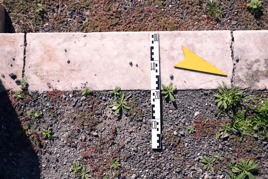 I.4.25/1.4.5 Pompeii. October 2019. Tablinum 14, detail of threshold on west side.
Foto Tobias Busen, ERC Grant 681269 DÉCOR.