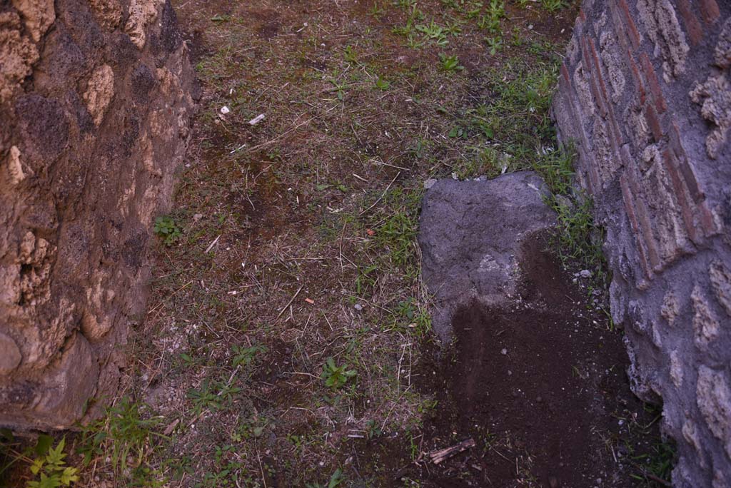 I.4.25 Pompeii. October 2019. Room 62, detail from flooring on west side of doorway.
Foto Tobias Busen, ERC Grant 681269 DÉCOR.