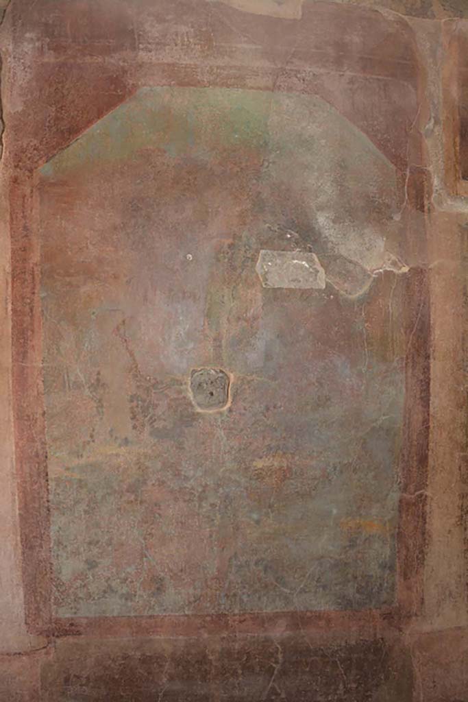 I.6.2 Pompeii. September 2019. Detail of central panel on west wall of oecus/triclinium.
Foto Annette Haug, ERC Grant 681269 DÉCOR.
