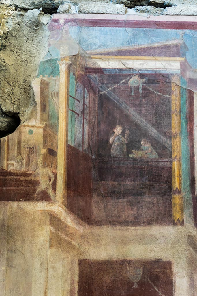 I.6.2 Pompeii. October 2023.
Detail of figures from upper west end of north wall. Photo courtesy of Johannes Eber.