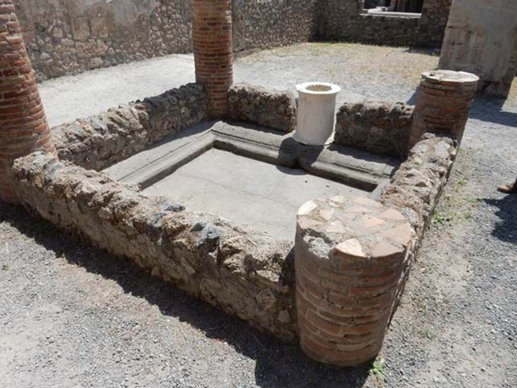 I.6.2 Pompeii. May 2017. Looking south-east across impluvium in atrium, towards tablinum. Photo courtesy of Buzz Ferebee.
